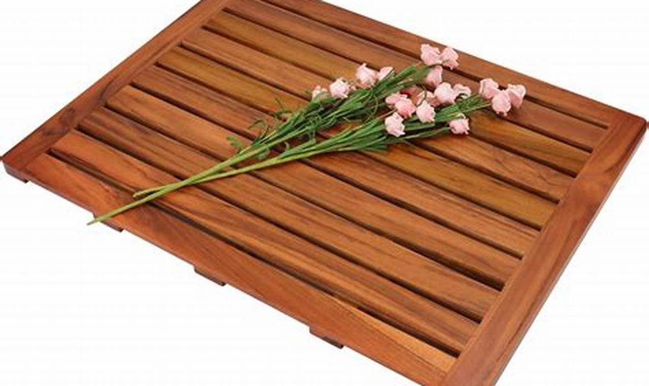 teak wood shower mat