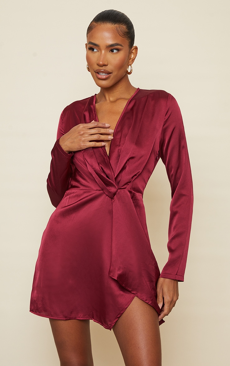 Red Silk Dress Long Sleeve