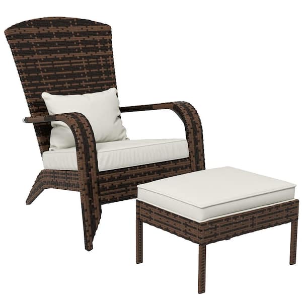 High Back Wicker Chair With Ottoman