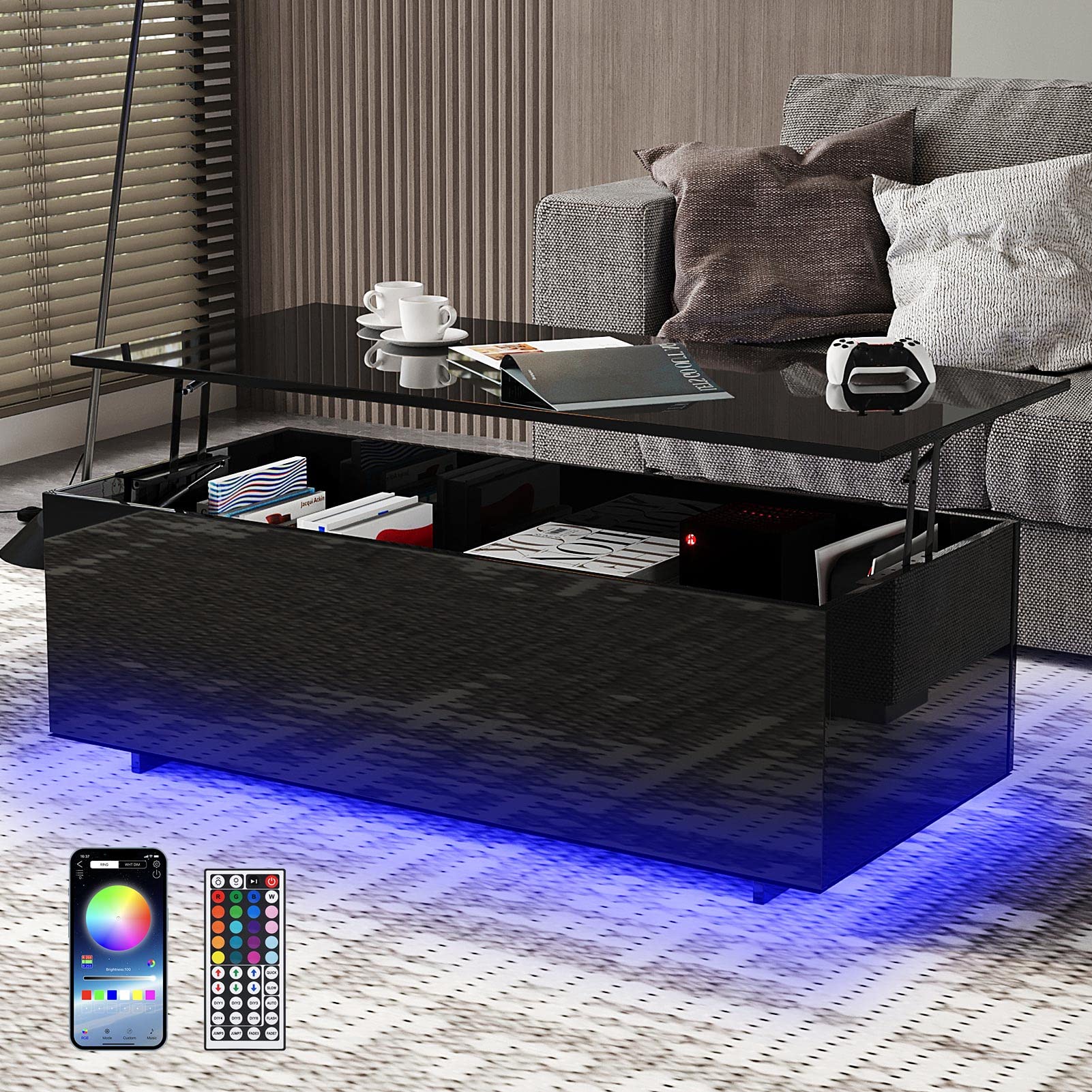 Light Up Coffee Table Black